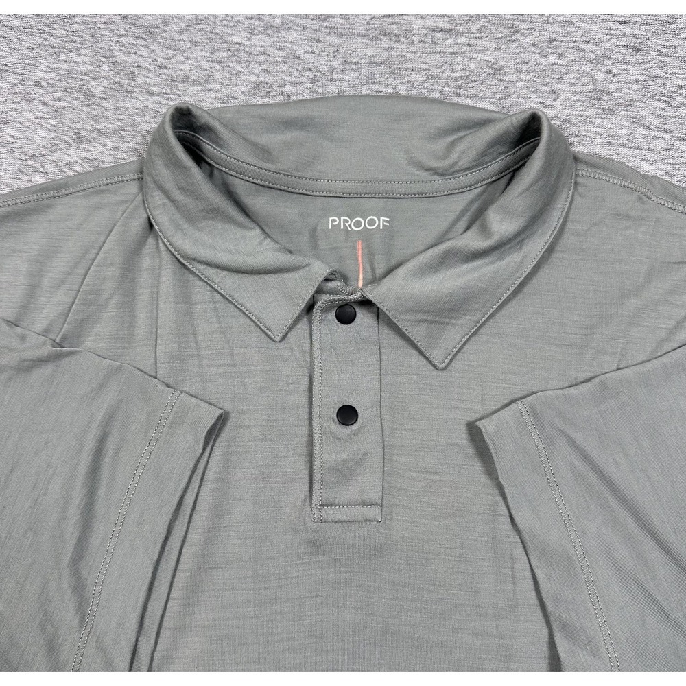 Proof Polo Shirt Mens Large Gray Slim Merino Wool Blend Outdoor Travel Hiking